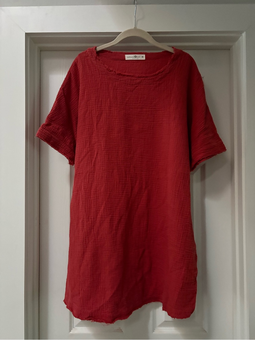 NATURAL LIFE Red Short-Sleeve Tunic Top